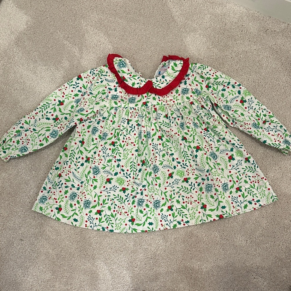 Floral Kids Blouse with Red Accents